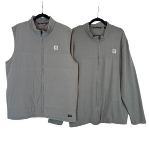 TravisMathew Men's XL Gray Full‎ Zip Jacket Vest Set Golf Athleisure Performance